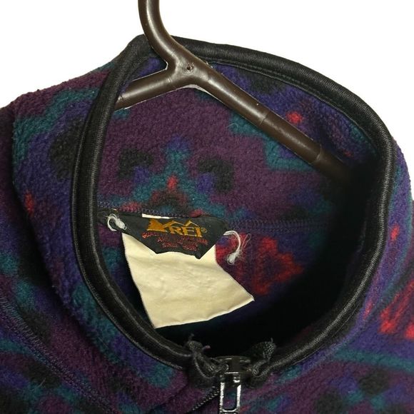 Vintage 90s REI Aztec Tribal Print Full Zip Fleece Jacket Large - Picture 3 of 5